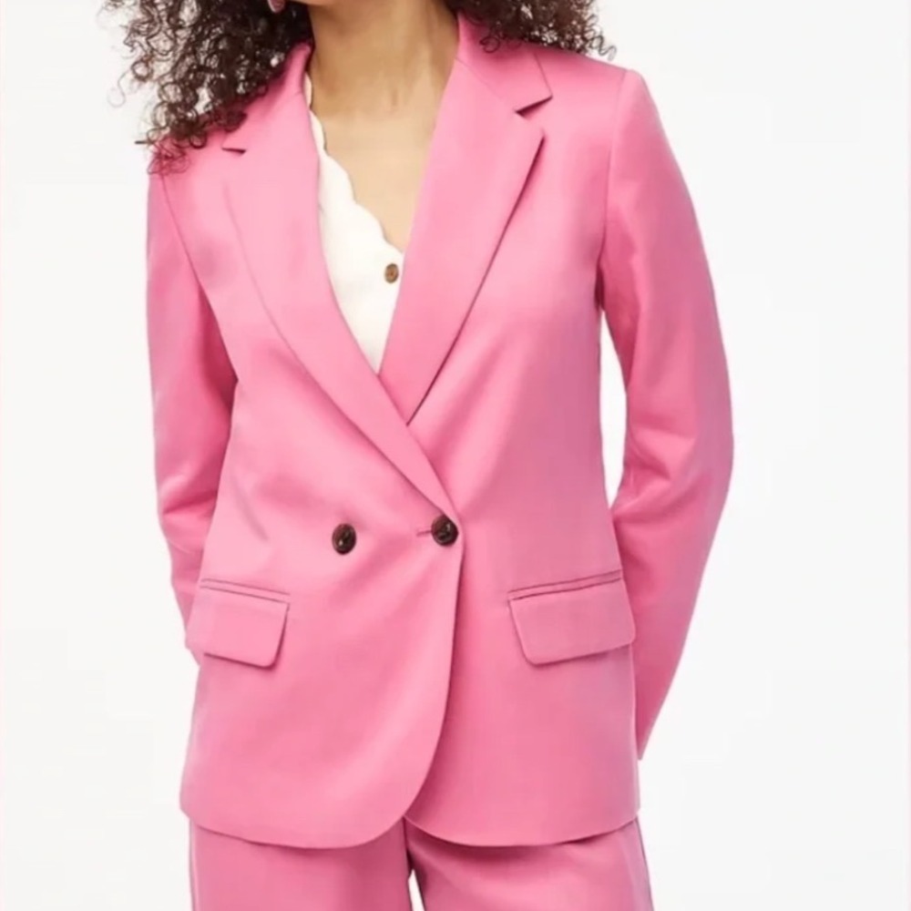 J. Crew Factory Tencel Pink Double Breasted Blazer‎ Women's Size 18